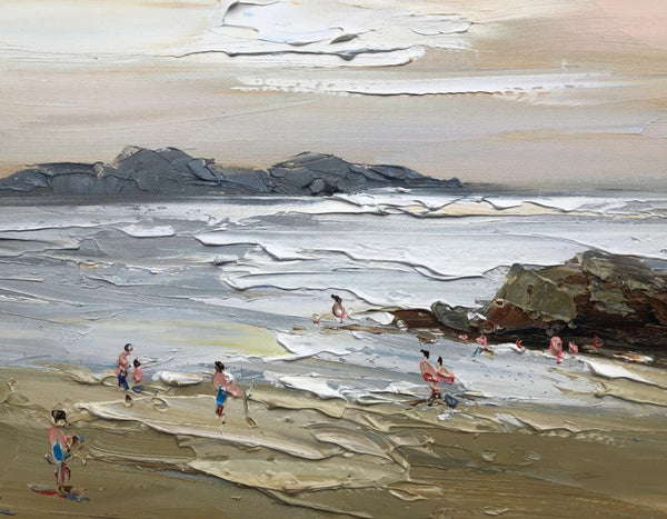 Acrylic Paintings on Canvas, Beach Seashore Paintings, Large Paintings for Bedroom, Landscape Painting for Living Room, Palette Knife Paintings-LargePaintingArt.com