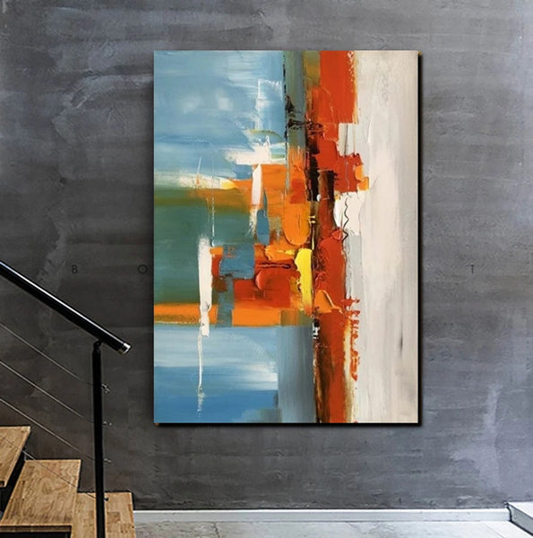 Abstract Paintings Behind Sofa, Heavy Texture Paintings for Living Room, Contemporary Modern Art, Buy Large Paintings Online-LargePaintingArt.com