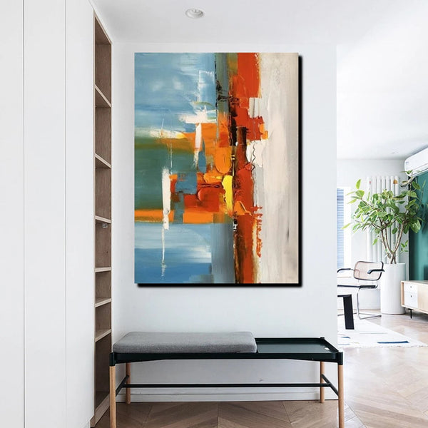 Abstract Paintings Behind Sofa, Heavy Texture Paintings for Living Room, Contemporary Modern Art, Buy Large Paintings Online-LargePaintingArt.com