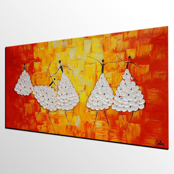 Simple Modern Art, Living Room Canvas Painting, Ballet Dancer Painting, Acrylic Painting on Canvas, Abstract Painting for Sale-LargePaintingArt.com