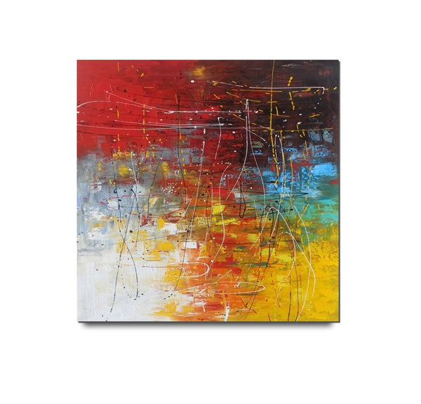 Contemporary Art Painting, Modern Paintings, Bedroom Acrylic Painting, Living Room Wall Painting, Large Red Canvas Painting, Simple Painting Ideas-LargePaintingArt.com