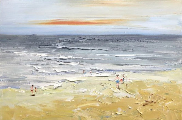 Acrylic Paintings for Living Room, Landscape Canvas Paintings, Abstract Landscape Paintings, Seashore Painting, Beach paintings, Heavy Texture Canvas Art-LargePaintingArt.com