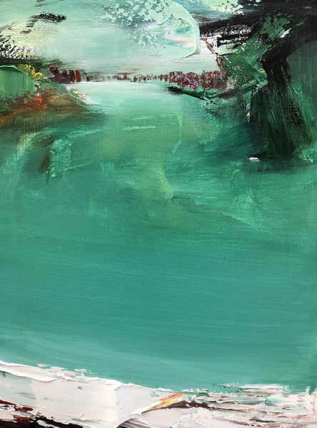 Hand Painted Canvas Art, Simple Painting Ideas for Bedroom, Palette Knife Paintings, Green Modern Paintings for Living Room-LargePaintingArt.com