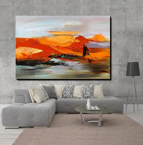 Acrylic Paintings on Canvas, Large Paintings Behind Sofa, Large Painting for Living Room, Heavy Texture Painting, Buy Paintings Online-LargePaintingArt.com