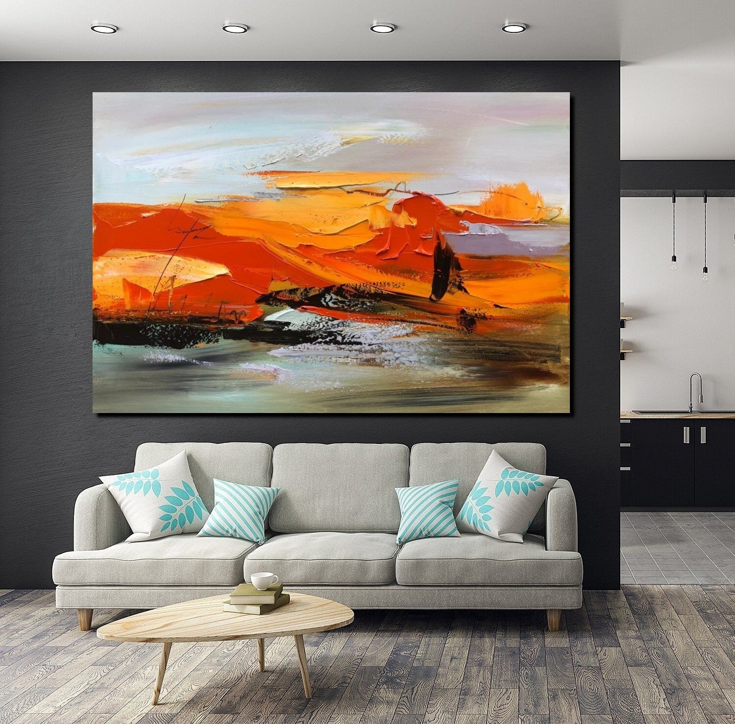 Acrylic Paintings on Canvas, Large Paintings Behind Sofa, Large Painting for Living Room, Heavy Texture Painting, Buy Paintings Online-LargePaintingArt.com