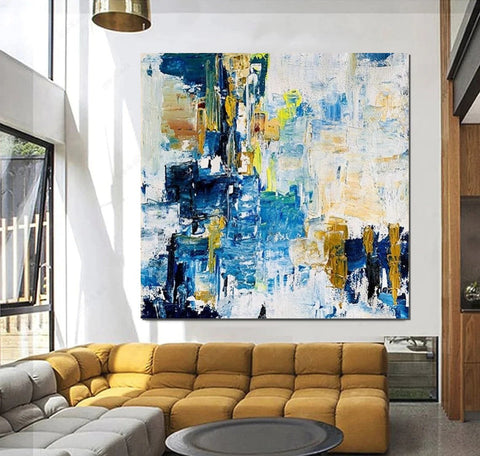 Acrylic Paintings for Bedroom, Large Paintings for Sale, Blue Abstract Acrylic Paintings, Living Room Wall Painting, Contemporary Modern Art, Simple Canvas Painting-LargePaintingArt.com