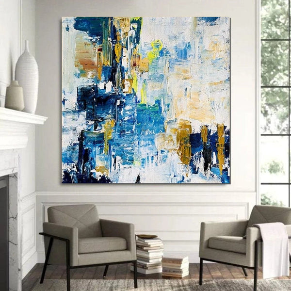 Acrylic Paintings for Bedroom, Large Paintings for Sale, Blue Abstract Acrylic Paintings, Living Room Wall Painting, Contemporary Modern Art, Simple Canvas Painting-LargePaintingArt.com