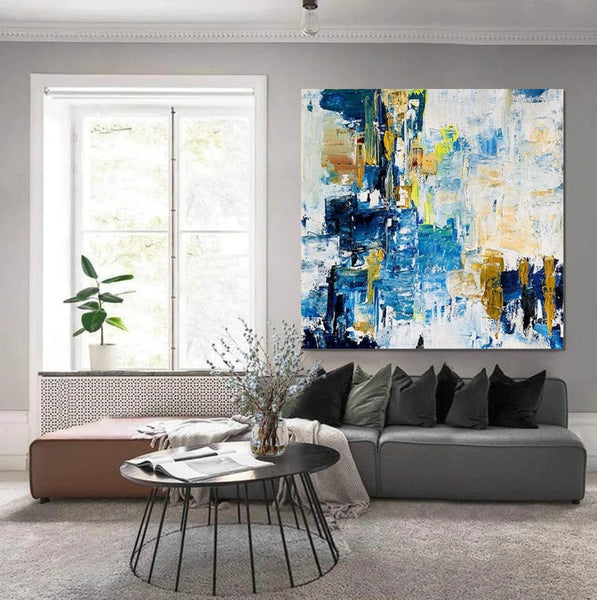 Acrylic Paintings for Bedroom, Large Paintings for Sale, Blue Abstract Acrylic Paintings, Living Room Wall Painting, Contemporary Modern Art, Simple Canvas Painting-LargePaintingArt.com