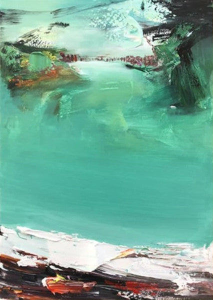 Hand Painted Canvas Art, Simple Painting Ideas for Bedroom, Palette Knife Paintings, Green Modern Paintings for Living Room-LargePaintingArt.com