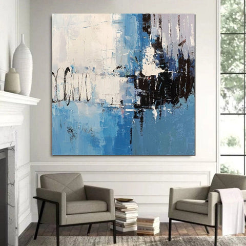Simple Abstract Painting for Living Room, Modern Paintings for Dining Room, Blue Contemporary Modern Art Paintings, Hand Painted Art, Bedroom Wall Art Ideas-LargePaintingArt.com