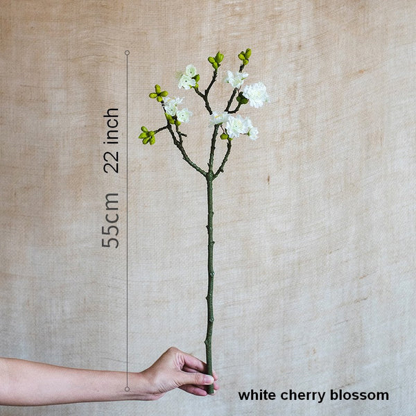 Flower Arrangement Ideas for Living Room, White Cherry Blossom, Sakura Flowers, Unique Artificial Flowers for Home Decoration, Simple Artificial Floral for Bedroom-LargePaintingArt.com