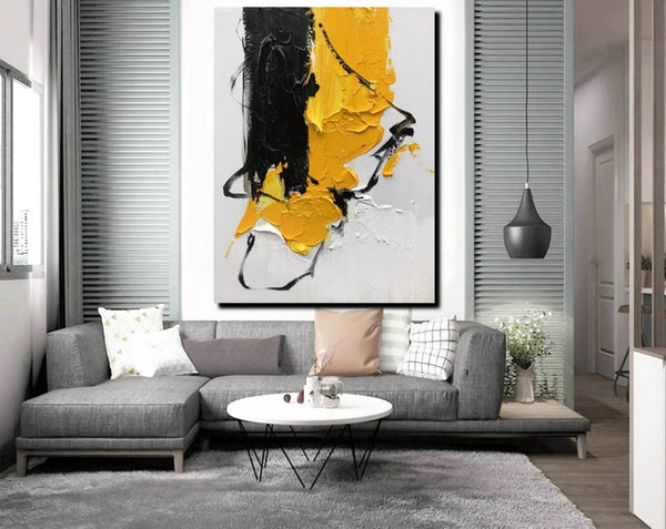 Acrylic Paintings Behind Sofa, Abstract Paintings for Bedroom, Palette Knife Canvas Art, Contemporary Canvas Wall Art, Buy Paintings Online-LargePaintingArt.com