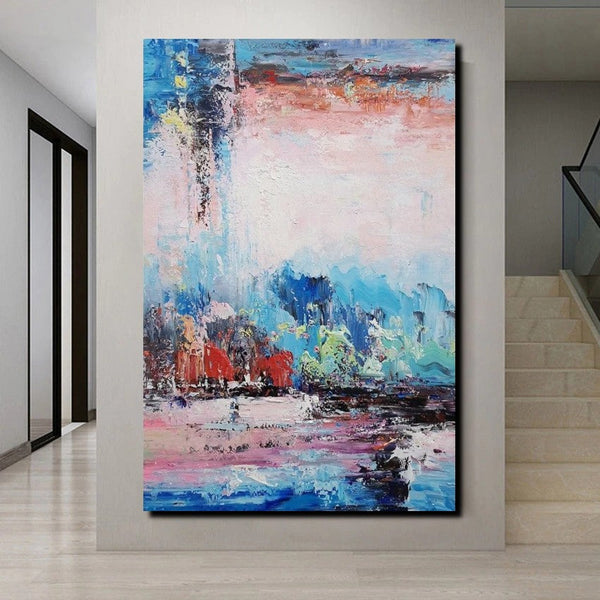 Modern Paintings Behind Sofa, Abstract Paintings for Living Room, Palette Knife Canvas Art, Impasto Wall Art, Buy Paintings Online-LargePaintingArt.com