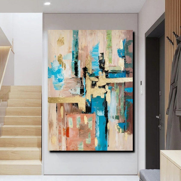 Abstract Paintings for Dining Room, Modern Paintings Behind Sofa, Palette Knife Canvas Art, Impasto Wall Art, Buy Paintings Online-LargePaintingArt.com