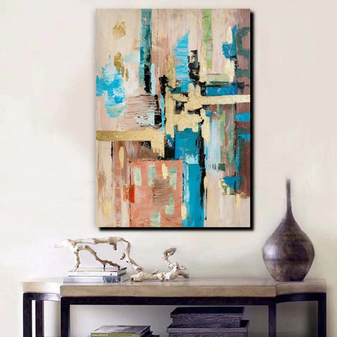 Abstract Paintings for Dining Room, Modern Paintings Behind Sofa, Palette Knife Canvas Art, Impasto Wall Art, Buy Paintings Online-LargePaintingArt.com