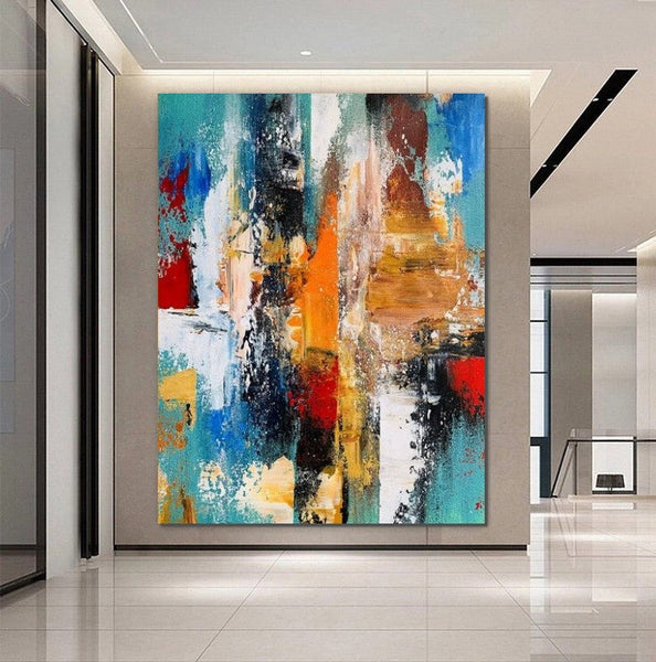 Colorful Abstract Acrylic Paintings for Living Room, Heavy Texture Canvas Art, Modern Contemporary Artwork, Buy Paintings Online-LargePaintingArt.com