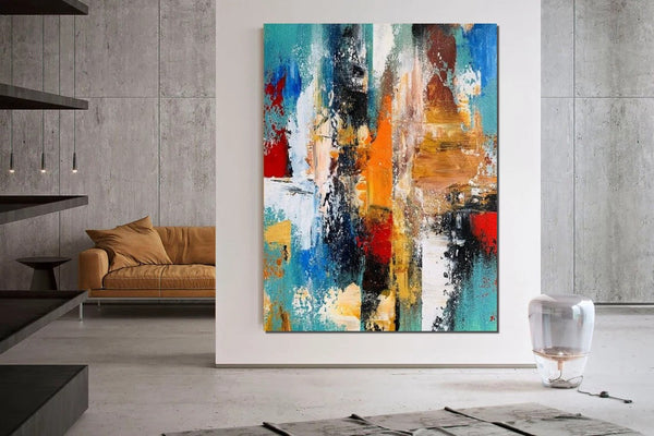 Colorful Abstract Acrylic Paintings for Living Room, Heavy Texture Canvas Art, Modern Contemporary Artwork, Buy Paintings Online-LargePaintingArt.com
