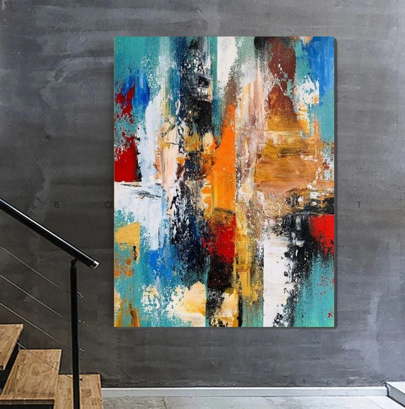 Colorful Abstract Acrylic Paintings for Living Room, Heavy Texture Canvas Art, Modern Contemporary Artwork, Buy Paintings Online-LargePaintingArt.com