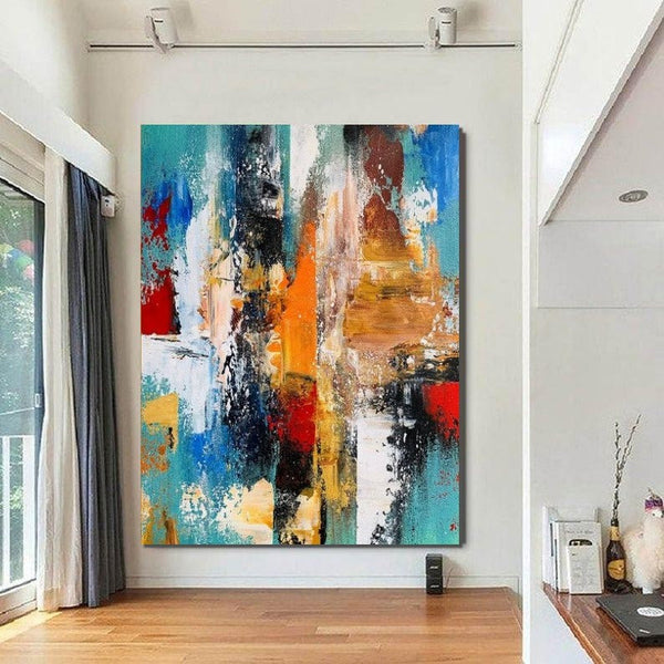 Colorful Abstract Acrylic Paintings for Living Room, Heavy Texture Canvas Art, Modern Contemporary Artwork, Buy Paintings Online-LargePaintingArt.com
