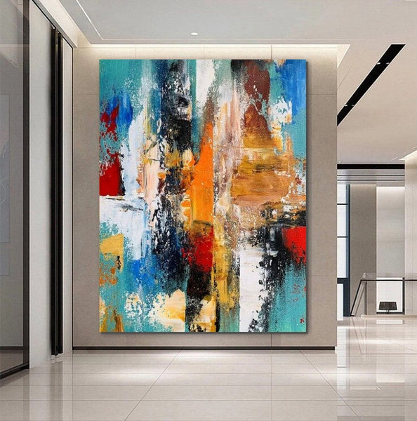 Colorful Abstract Acrylic Paintings for Living Room, Heavy Texture Canvas Art, Modern Contemporary Artwork, Buy Paintings Online-LargePaintingArt.com